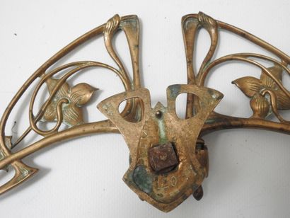 PLEYEL: Pair of two-light sconces in bronze....
