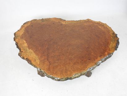 Irregular-shaped LOW TABLE with wooden top...