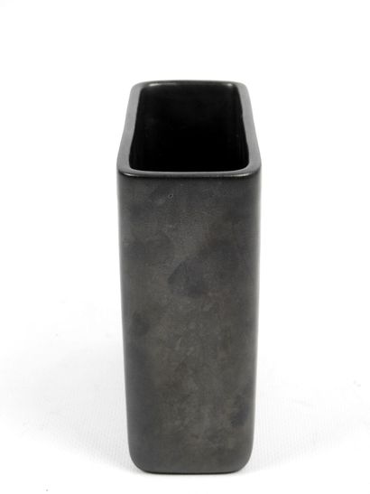 Pol CHAMBOST (1906-1983): Black ceramic quadrangular...