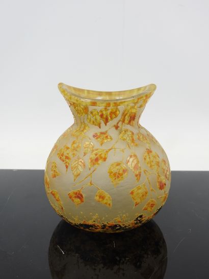 DAUM Nancy: Double glass vase with flared,...
