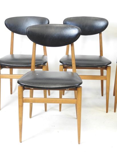 SIX SCANDINAVES in exotic wood, oval back,...