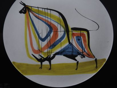 Roger CAPRON (1922-2006), : Plate with bull...