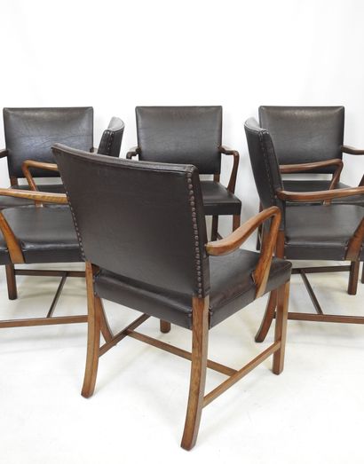 Ole WANSCHER (1903-1985)
Six rosewood armchairs,...
