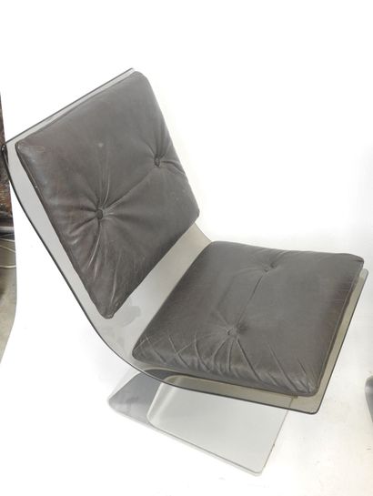 Maison JANSEN: Three armchairs in smoked...
