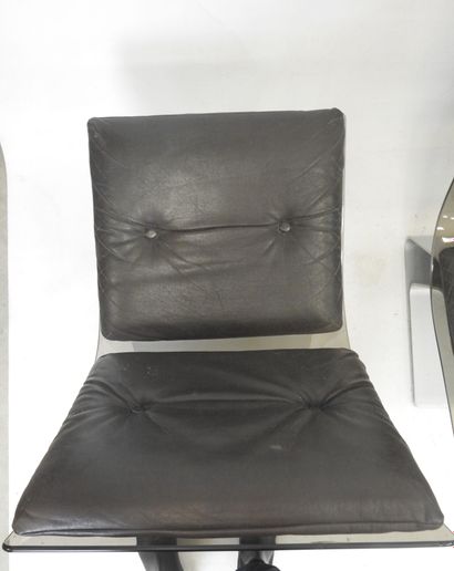 Maison JANSEN: Three armchairs in smoked...