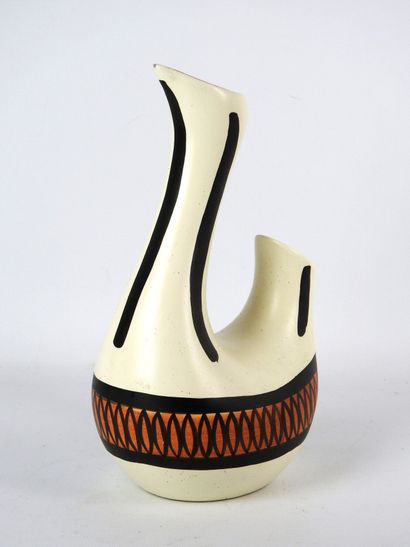 J BURG (20th): White, black and orange ceramic...