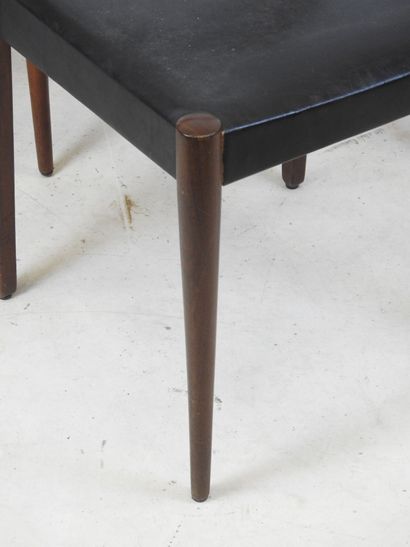 FOUR Scandinavian exotic wood and black skai...
