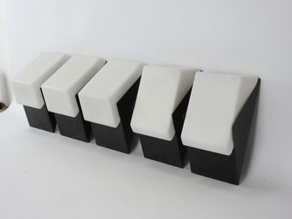 RAAK: Five sconces in black metal and opaline...