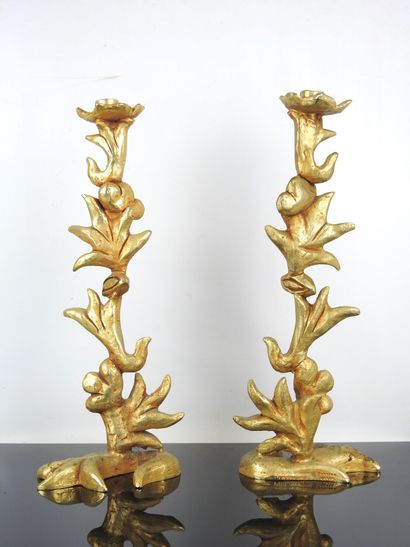 Georges MATHIAS(20th): Pair of gilded cast-aluminum...
