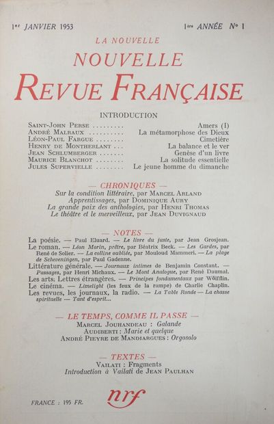 La Nouvelle Revue Française
Très important...