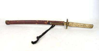 CHINA: Saber with steel blade, sculpted resin...