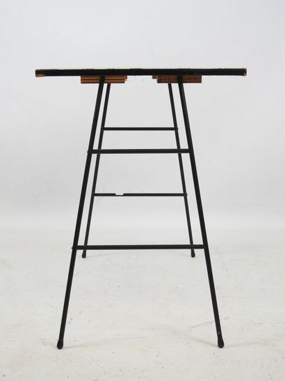 APPOINTMENT TABLE in black-lacquered metal,...