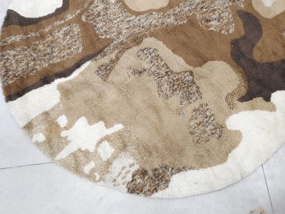TEPPICH SIEGEL: Round wool rug with brown...