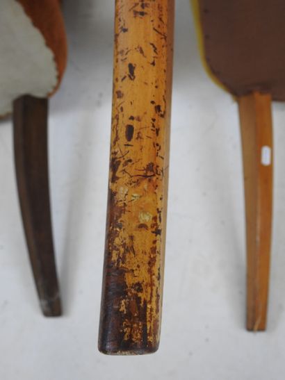 Two bridge CHAIRS with curved arms and seat...