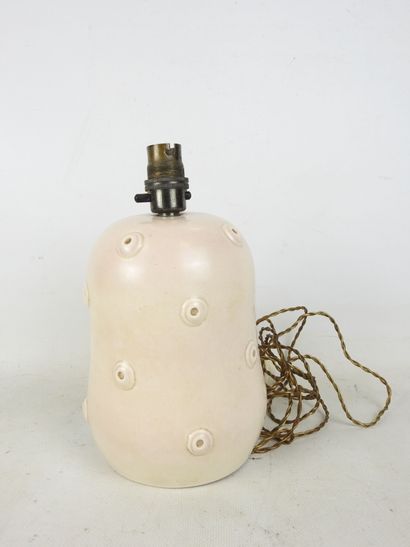Coloquinte-shaped beige ceramic LAMP. Signed...