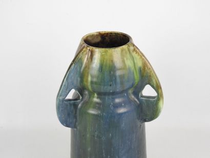 VASE with three handles in blue and green...