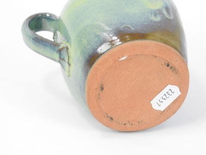 Small ceramic PICHET with green and blue-violet...