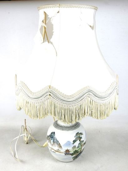 CHINA: Porcelain baluster lamp base decorated...