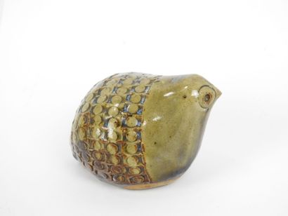 LA BORNE: Blue and brown enameled stoneware...