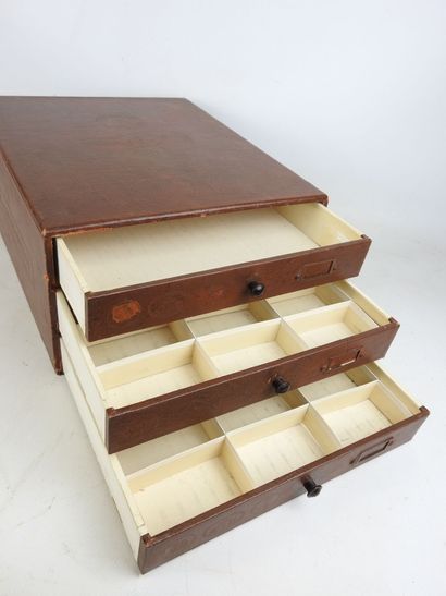 THIRIEZ & CARTIER BRESSON: Three-drawer haberdashery...