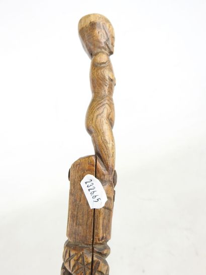 AFRICAN CANE in metal, turned and carved...