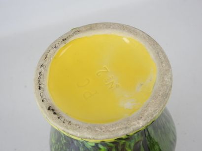 Glazed ceramic PICHET with green and yellow...