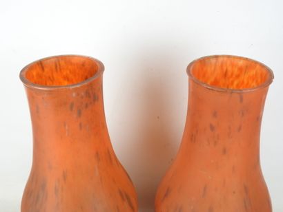 MAUD: Two baluster-shaped vases in marbled...