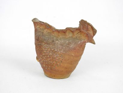 Brown glazed stoneware FLOWER PICTURE in...