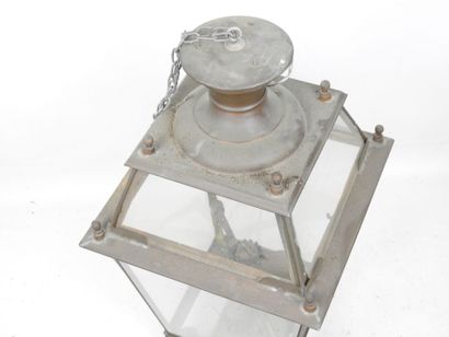 Léon LUCHAIRE: Lantern in copper and glass....