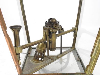 Léon LUCHAIRE: Lantern in copper and glass....