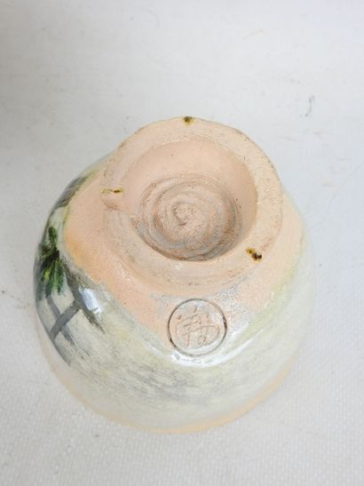 CHINA: Two beige cracked porcelain pedestal...