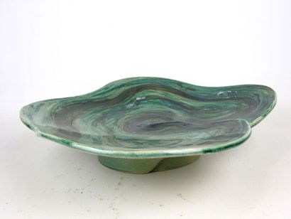 CUP on foot in green ceramic imitating malachite....