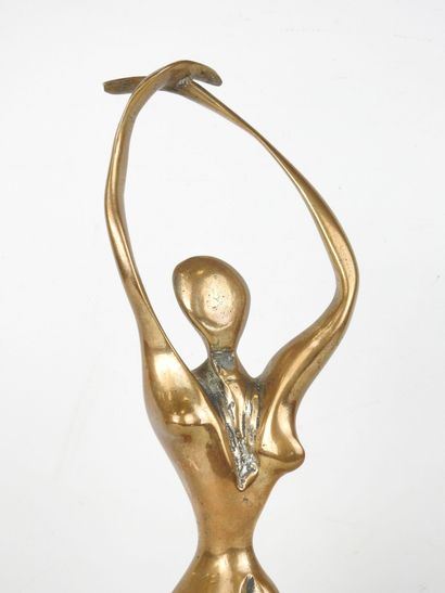 J.P. RAMEL : Female nude, bronze with gilded...