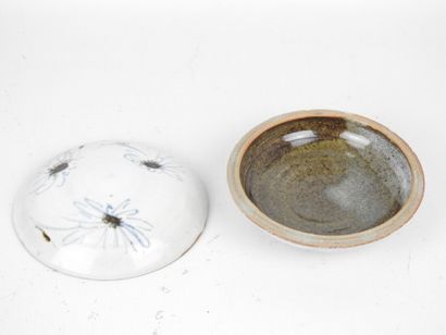 SMALL white enameled stoneware bonbonnière...