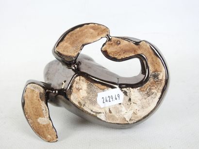 Earthenware OTARIE with lead slip. H. 13...