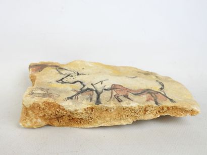 Painting on STONE depicting a buffalo in...