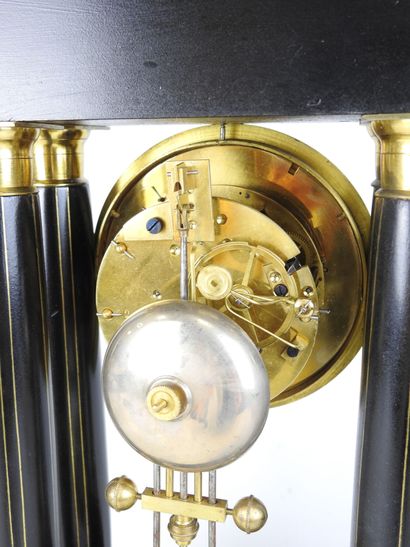 Black lacquered wood and gilt brass portico...