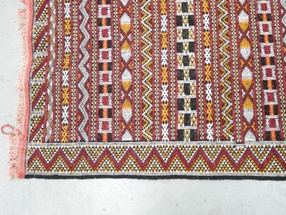 MOROCCO: Woven wool wedding carpet in orange,...