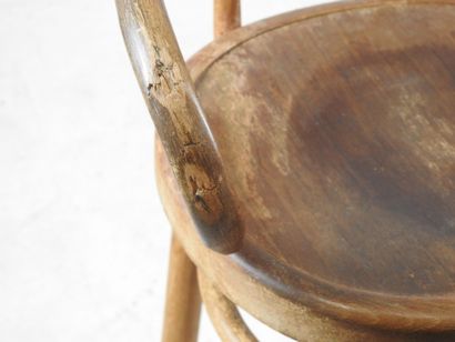 FISCHEL: Wooden bar stool. Label on reverse....