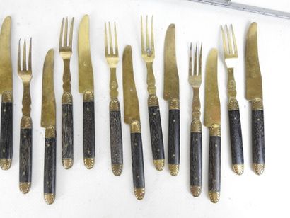 Eleven gilt metal FORKS and eleven fruit...