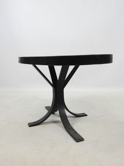 LOW TABLE in black-lacquered wrought-iron...