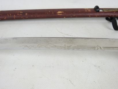 CHINA: Saber with steel blade, sculpted resin...