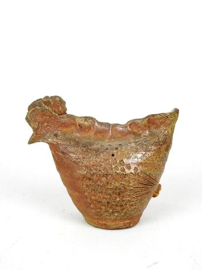 Brown glazed stoneware FLOWER PICTURE in...