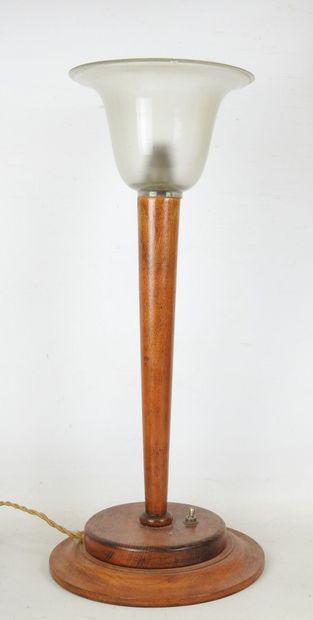 MAZDA, in the style of : Table lamp in walnut...