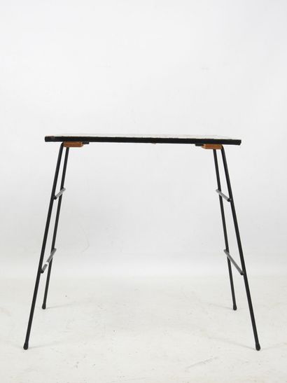 APPOINTMENT TABLE in black-lacquered metal,...