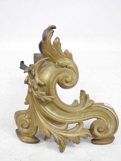 PAIR OF CHENETS in copper and cast iron in...