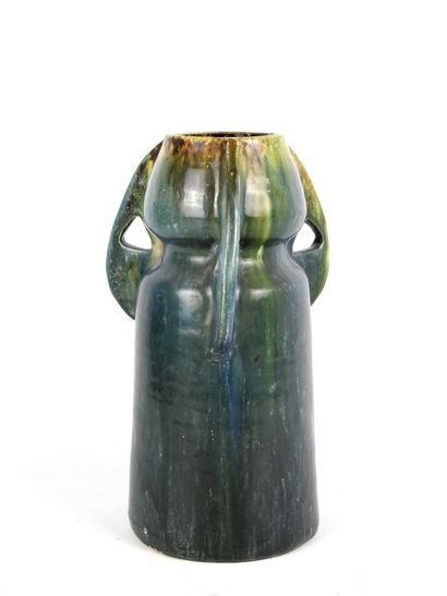 VASE with three handles in blue and green...
