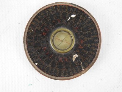 CHINA: Three brown lacquered wood compasses...