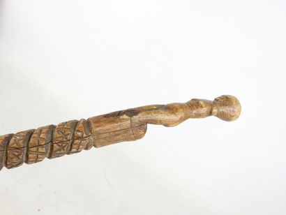 AFRICAN CANE in metal, turned and carved...