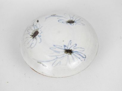 SMALL white enameled stoneware bonbonnière...